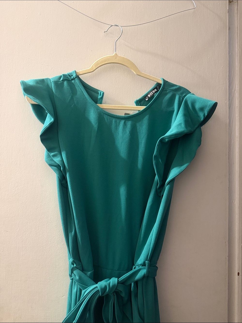 Teal Ruffle Sleeve Jumpsuit